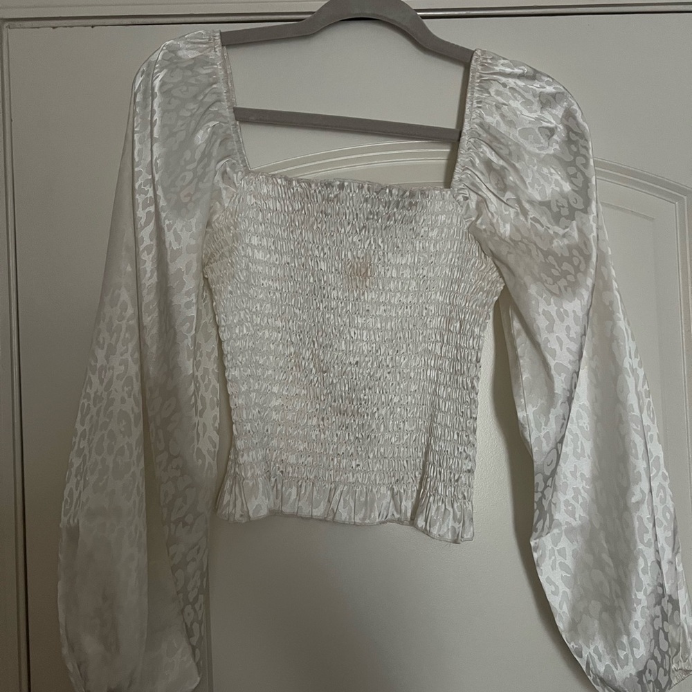 Elegant White Smocked Women's Top